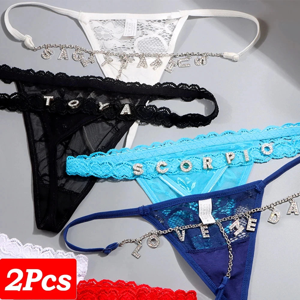 2Pcs Custom Name Thongs