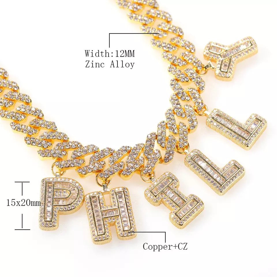 Custom Name Miami Cuban Link 12mm Necklace freeshipping - littybylish